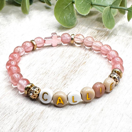  Cherry Blossom Jasper Personalised Christian Bracelet 