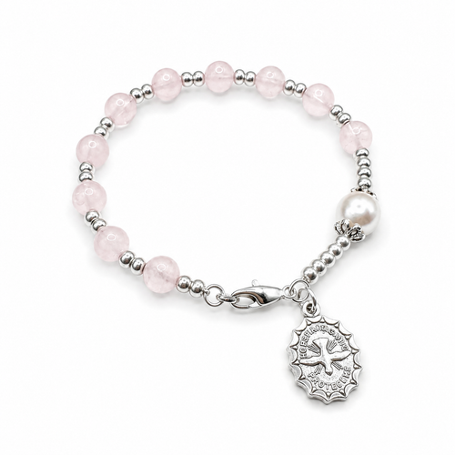  Rose Quartz One Decade Rosary Bracelet For Confirmation 