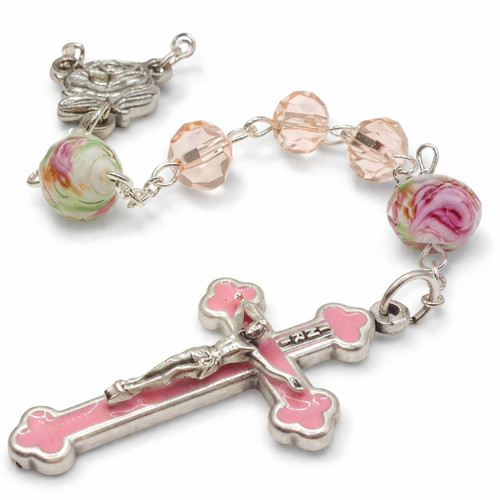  Personalised Pink Rosary Beads - 'Posy'  