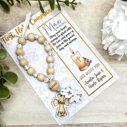 First Holy Communion Keepsake Rosary - Personalised   First Holy Communion Keepsake Rosary - Personalised