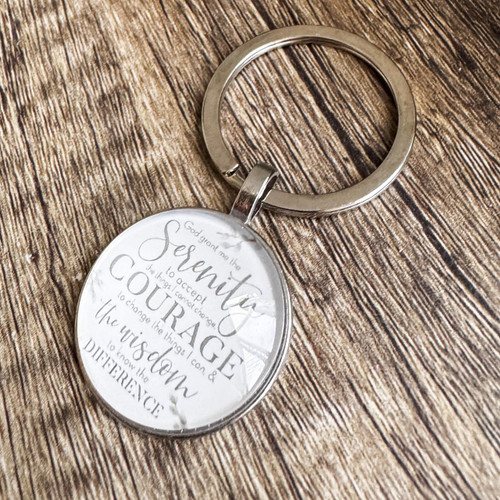  Pearlescent Serenity Prayer Keyring 