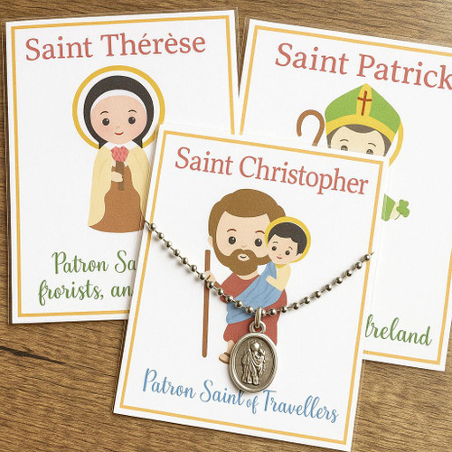  Personalised Saint Prayer Card and medal - Many To Choose From 