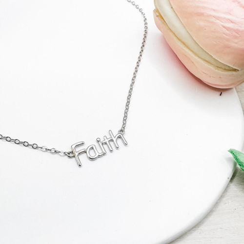  Sterling Silver 'Faith' necklace 