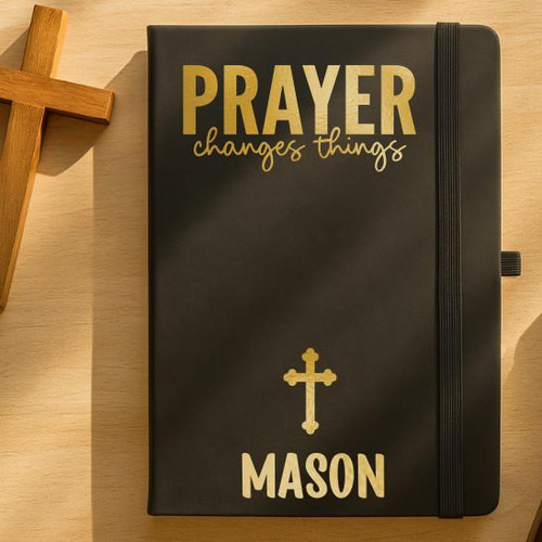  “Prayer Changes Things” Prayer Notebook ✝ Confirmation & First Communion Black Journal 