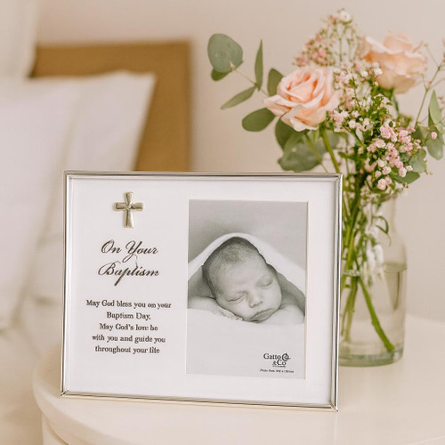  Baptism Photo Frame Silver Baptism Photo Frame with Cross – 4x6" Keepsake Gift for Boys & Girls Silver Cross 