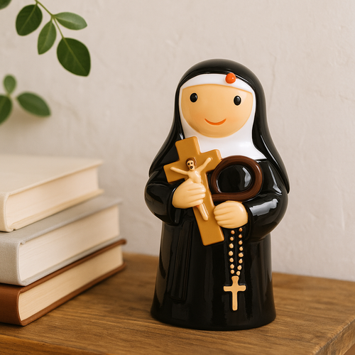 St. Rita figurine, Little Drops of Water St Rita, Catholic saint statue, Cascia saint statue, St. Rita gift for children, saint figurine for kids, resin saint statue, St. Rita collectible, St. Rita devotion gift, Catholic teacher gift, hand-painted Catholic figurine