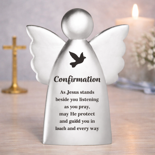confirmation angel gift Australia, confirmation keepsake angel, catholic confirmation gift Australia, religious angel ornament confirmation, confirmation sponsor gift, holy spirit dove confirmation gift, christian confirmation keepsake Australia, faith angel gift, metal angel confirmation gift, confirmation religious gift
