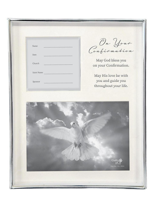 Silver Confirmation Photo Frame 4x6 with Record Section 