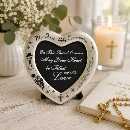  First Holy Communion Heart Plaque – Communion Keepsake Gift 