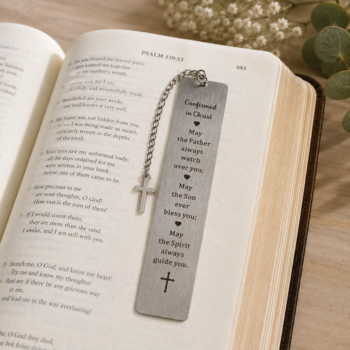 personalised confirmation bookmark, stainless steel bookmark, engraved confirmation gift, confirmation bookmark Australia, personalised Christian bookmark, engraved Bible bookmark, confirmation keepsake, confirmation gift for boy, confirmation gift for girl, Catholic Confirmation gift, Christian bookmark gift, personalised religious gift Australia, Confirmation present, engraved stainless steel bookmark, personalised Bible bookmark