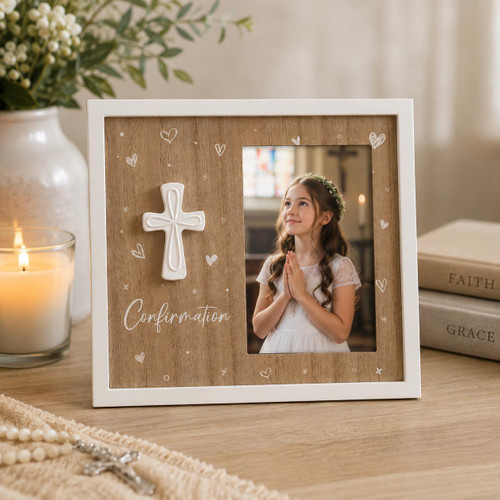  Confirmation Photo Frame with Cross Design | Christian Keepsake Frame 