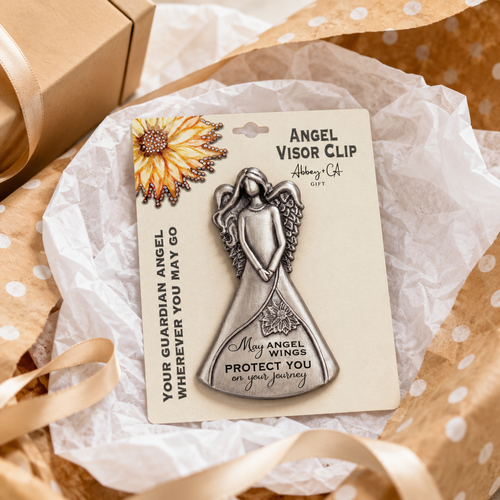 guardian angel visor clip, angel car visor clip, car sun visor angel, travel protection gift, safe travels gift, Christian car accessory, Catholic car visor clip, guardian angel gift Australia, driver gift, religious car accessory, angel wings protect you, new driver gift, metal visor clip, Christian travel gift