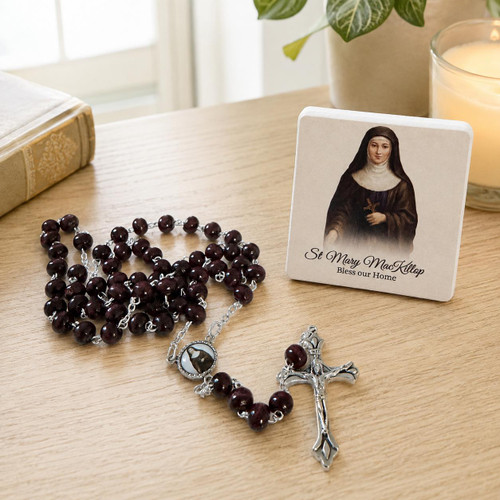  St Mary MacKillop Rosary & Bless Our Home Plaque Gift Set | Catholic Gift Australia 