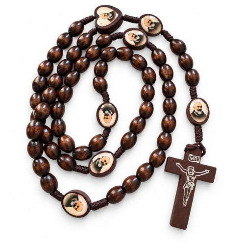 Saint Padre Pio rosary, Padre Pio wooden rosary, Padre Pio rosary beads, wooden Catholic rosary, brown wooden rosary beads, Saint Pio rosary, Padre Pio prayer beads, traditional wooden rosary, Catholic rosary beads Australia, Padre Pio religious gifts, corded wooden rosary, Catholic Confirmation rosary, Padre Pio devotional gifts