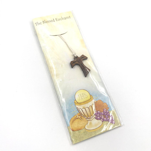 The Blessed Eucharist Olive Wood Cross Necklace 