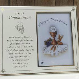 First Communion Silver and White Photo Frame