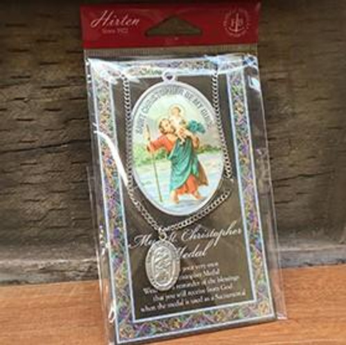 Saint Christopher Pewter and Stainless Steel Boys Necklace   Saint Christopher Pewter and Stainless Steel Boys Necklace