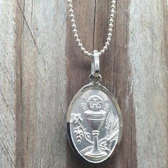  Sterling Silver Communion Chalice Pendant 