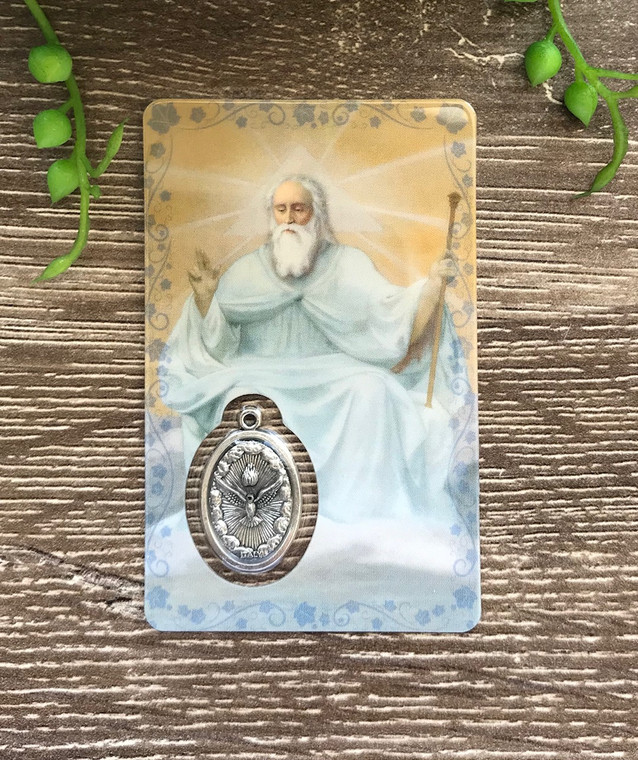 Our Father Laminated Holy Card with Medal