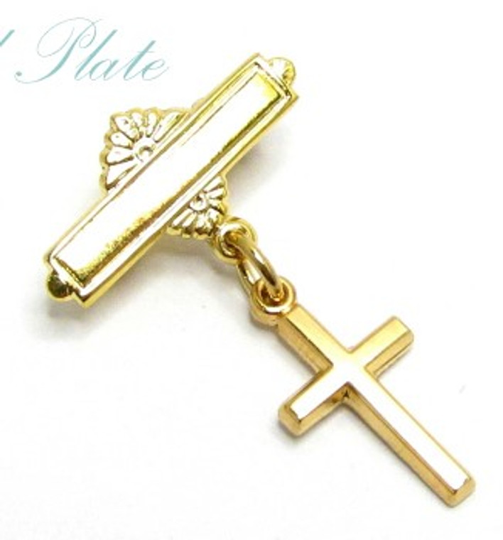 18kt Gold Plated Cross Baby Baptism or Christening Pin