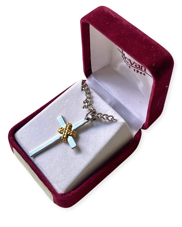 buy sterling silver and gold cross necklace catholic gift for boys