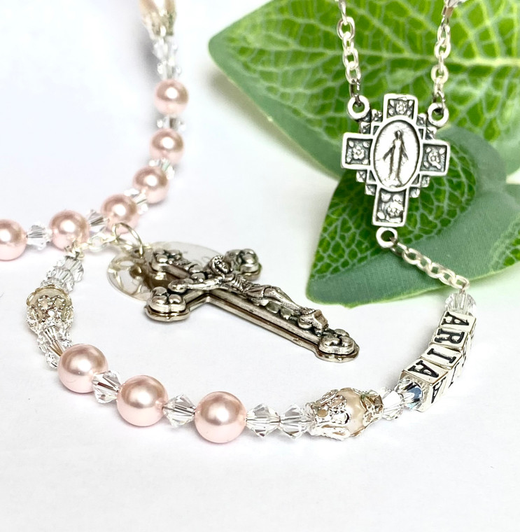 buy pink swarovski rosary beads