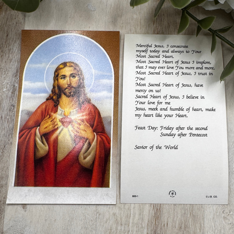 Sacred heart of jesus holy card