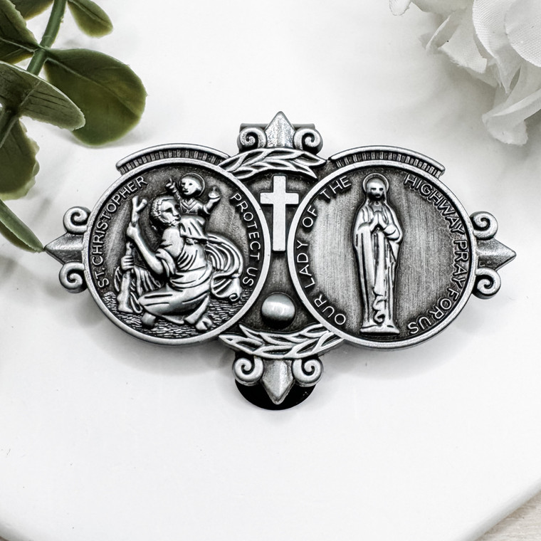 saint christopher gift, Saint Christopher visor clip, Our Lady of the Highway clip, catholic car gift, travel protection clip, new driver gift, religious visor clip, saint devotional clip, auto travel safety


