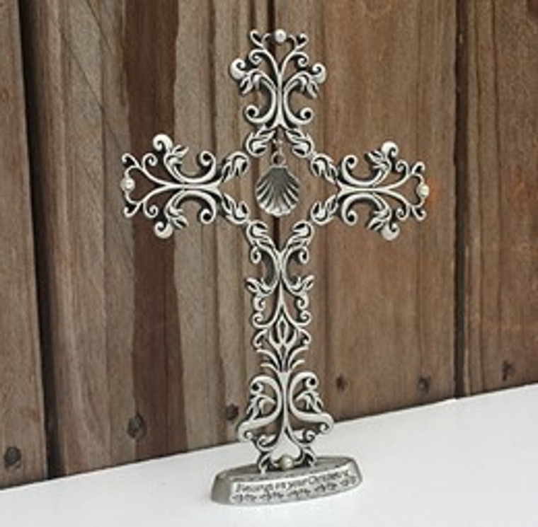 'Blessings On Your Christening' Filigree Cross