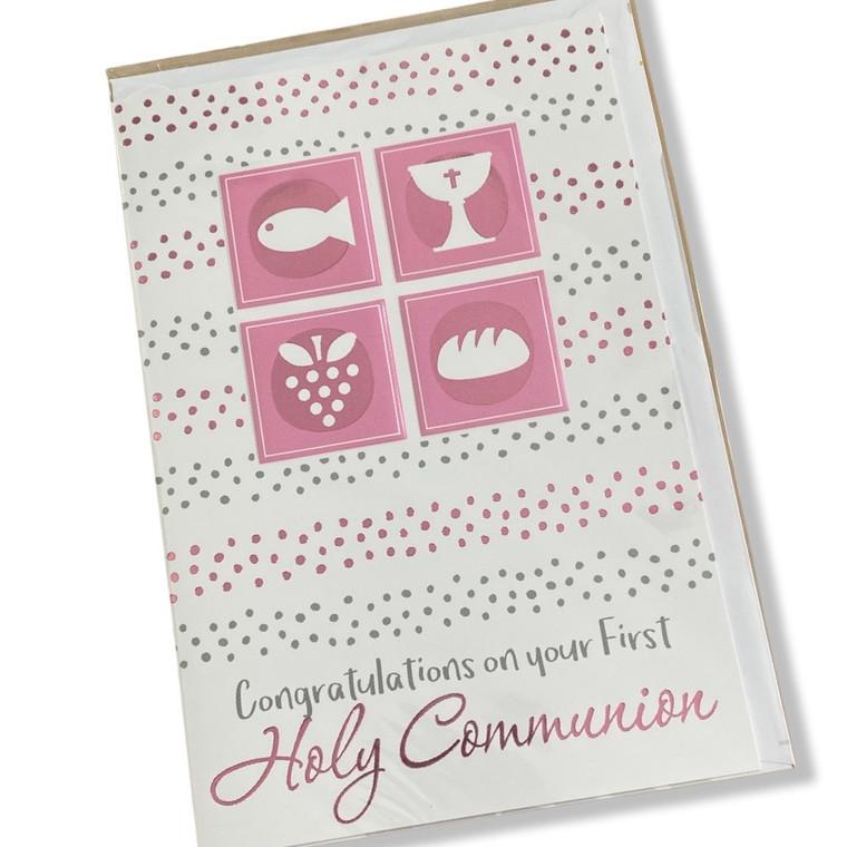 girls first holy communion card