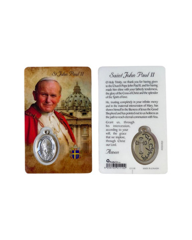 Saint John Paul II Laminated Holy Card with Medal Laminated Holy Card ...