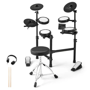 Electric Drum Set Foldable Drum Kit with 10 Demos and USB MIDI and 2 Drumsticks - Color: Black D681-MU10122