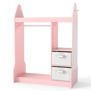 Kids Play Armoire Dresser with Cloth Hanger-Pink - Color: Pink D681-TP10455PI