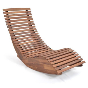 Outdoor Ergonomic Patio Wooden Rocking Chair Lounger - 360 lbs Max Weight Q280-WDSLCO14582