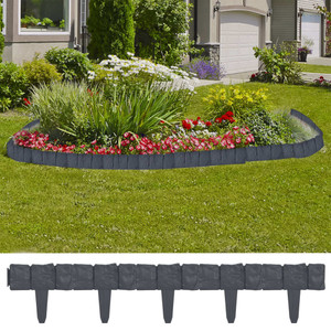 Lawn Fence Stone Look 41 pcs Plastic 393.7" A949-314684