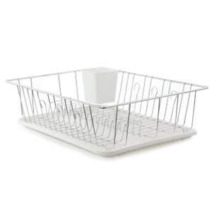 Better Chef 16-Inch Dish Rack in White with Cutlery Holder D970-DR-1604