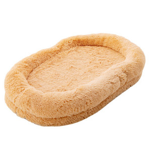 Washable Fluffy Human Dog Bed with Soft Blanket and Plump Pillow-Brown B593-PU10036