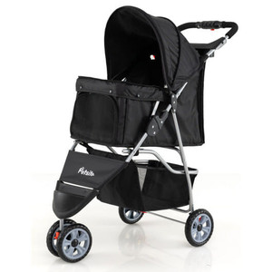 3 Wheel Pet Stroller for Small Dogs Cats up to 33 LBS-Black B593-PW10136
