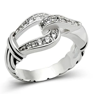 SS050 - Silver 925 Sterling Silver Ring with AAA Grade CZ  in Clear A874-SS050