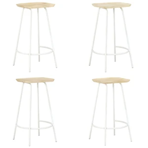 Bar Stool Set of 4 Bleached wood and white A949-320650
