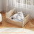 Elevated Pet Bed Frame with Rails and Cute Headboards-Walnut B593-PS7851