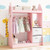 Kids Play Armoire Dresser with Cloth Hanger-Pink - Color: Pink D681-TP10455PI