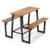 Patio Picnic Table Bench Set with Acacia Wood Tabletop and Benchtop - Color: Natural D681-HW74115