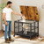 Foldable Dog Crate Furniture with Removable Tray and Lockable Door-S - Color: Black - Size: S D681-PU10075DK