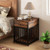 Dog Crate Furniture for Small Dogs Wooden Puppy Kennel with Charging Station-Rustic Brown B593-PU10063US