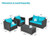 4Pcs Patio Rattan Cushioned Furniture Set-Turquoise - Color: Turquoise D681-HW65410BTU+
