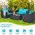 4Pcs Patio Rattan Cushioned Furniture Set-Turquoise - Color: Turquoise D681-HW65410BTU+