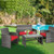 4 Pieces Patio Rattan Furniture Set with Cushions-Red - Color: Red D681-HW63238RE