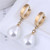 Pearl Fashion Minimalist Design Wholesale Jewelry Women Huggie Ear Dangle Studs - Golden A392-fear7282
