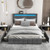 Upholstered Queen LED Bed Frame with Headboard and 4 Drawers-Queen Size - Color: Gray - Size: Queen D681-HU10556GR-Q